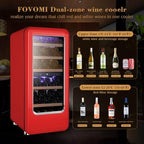 Wine Fridge,91-bottle Wine Cooler Refrigerators Dual Zone Large Wine Beverage Freestanding Cellar,Holds 91bottles (Red)
