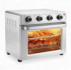 Simple Deluxe 26.4QT XL Air Fryer Toaster Oven Combo, 4-in-1 Countertop Convection Oven with Double Fan Technology, Includes Baking Pan & Fry Basket, Stainless Steel