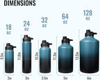 18 oz Insulated Water Bottle with Handle, 304 Stainless Steel Water Bottles with Wide Mouth, Double Wall Vacuum Sports Water Bottle, BPA Free, Keep Cold and Hot, Blue&Black