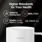 Vsitoo S3 Plus 14oz Heated Coffee Mug - Temperature Control Smart Mug with Mug Warmer, Auto-Sensing AI Heats Drinks to 120-150°F Hands-Free.Ideal for Home/Office/Gifts，White