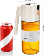 OURCABECUE Upgrade 2 in 1 Oil Sprayer for Cooking, 17oz Light-Blocking Glass Olive Oil Dispenser Bottle for Kitchen,Food-Grade Oil Mister with 8 Stickers for Salad, Frying (Brown Bottle-White Cap)