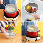 Stainless Steel Basin Colander with Handle Kitchen Strainer, Resting Feet and Colander to Strain, Rinse, Fry, Steam or Cook Vegetables & Pasta & Wash fruits