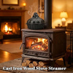 Wood Stove Steamer & Woodstove Steamer Stove Humidifier Cast Iron,2.4 Qt Round Fireplace Humidifier & Simmer Pots with Heart-shaped Vent At The Top Covers (Round-2)