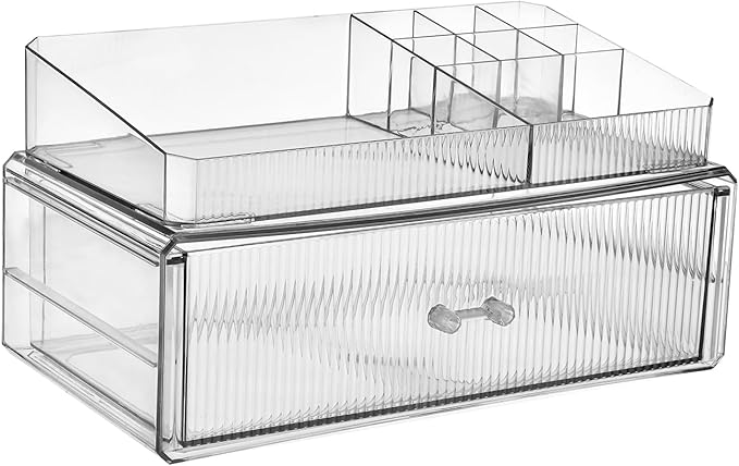ZHIAIstackable storage drawer, transparent acrylic storage box, cosmetics and beauty product storage organizer, suitable for makeup room, bathroom, under kitchen sink, room, home bedroom storage.