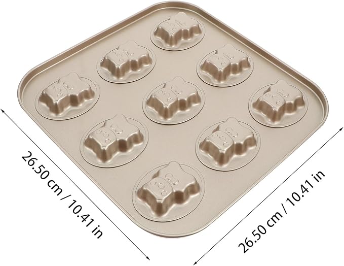 Hemoton Bear Madeleine Cookie Mold Nonstick Carbon Steel Mini Baking Pan for Oven Pastry Mold Cute Bear Shape for Cookies Cakes and Chocolates