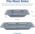 BLUE GINKGO Over the Sink Colander Strainer Basket - Wash Vegetables and Fruits, Drain Cooked Pasta and Dry Dishes - Extendable - New Home Kitchen Essentials (Grey, 2 Pack)