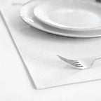 Cloth White Placemats Set of 8, Linen Type Fabric Placemats Machine Washable Heat Resistant Placemats Polyester Place Mats for Halloween, Thanksgiving and Christmas Dining Table (White)