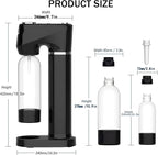 Home Sparkling Water Soda Maker with 2 BPA-Free Bottles (1L + 0.5L) - Carbonated Water Seltzer Fizzy Drink Machine, Compatible with Screw-In 60L CO2 Carbonator (Not Included), Black