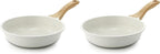 SENSARTE Nonstick Ceramic Frying Pan Skillet, 8-Inch Omelet Pan, Healthy Non Toxic Chef Pan, Induction Compatible Egg Pan with Heat Resistant Handle, PFAS-Free, White (Pack of 2)