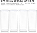 Vtopmart Extra Large Tall Airtight Food Storage Containers, 4 Pieces 5.9qt/6.5L Plastic PBA Free Kitchen Pantry Canister for Spaghetti, Flour and Baking Supplies, with 24 Labels, Black