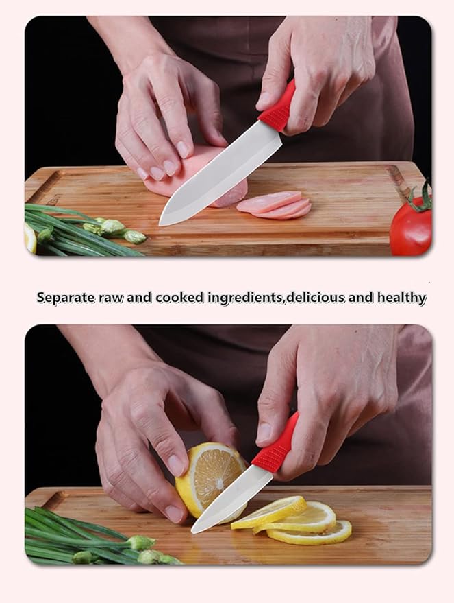 Ceramic Knife Set of 5,Sharp Ceramic Knife with Sheath,Steak Knife,Red Kitchen Knives With Anti-Slip handle,Includes 6" Chef Knife,5" Utility Knife,4" Vegetable Knife,3" Paring Knife,1''Fruit Peeler