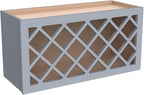 Solid Wood RTA Wine Bottle Rack Wall Cabinet with Lattice Panels Wine Holder Wine Storage Cabinet for Bar, Pantry, Wine Cellar Basement Countertop Mocha (Gray, 36”W × 12”D × 15”H), Sk-grey