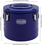 Eapmic 31.7Qt Insulated Food Container, Stainless Steel Container, 30L Commercial Soup Carrier 6 Hours Heat Preservation for Hot and Cold Food Storage Restaurant Canteen Home Lunch Use (Blue, 30L)