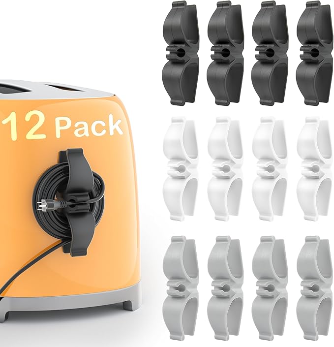 Daisyhome Cord Organizer for Kitchen Appliances-12 Pack, Appliance Cord Organizer Stick on, Small Kitchen Appliances Cord Keeper, Adhesive Cord Holder, Cord Winder for Pressure Cooker, Stand Mixer...