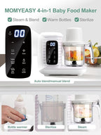 MOMYEASY Baby Food Maker, Multifunction Processor Chopper Grinder, Baby Food Steamer and Puree Blender in-One, with Bottle Warmer, Auto Cooking & Grinding with Touch Control Panel