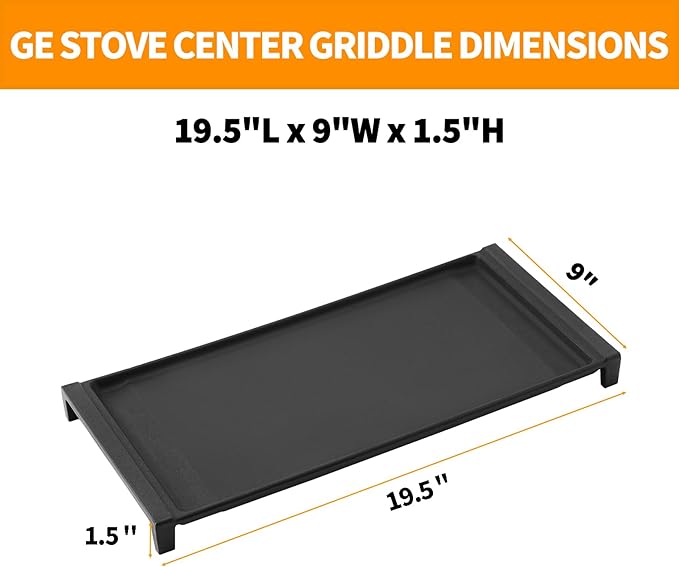 Upgraded WB31X24738 Griddle Replacement Parts for GE Stove Parts WB31X49806 Cast Iron Center Griddle Plate WB31X24998 19.5" x 9" General Electric Gas Range Burner Griddle GE Cooktop Flat Top Pan