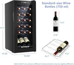 ROVSUN 18 Bottle Wine Fridge, Freestanding Compressor Wine Cooler Refrigerator, Beverage Wine Chiller with Digital Temperature Control & Double-layer Glass Door for Red White Wine, Champagne, Beer