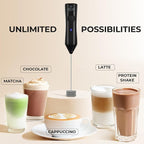 Zulay Kitchen Rechargeable Milk Frother - Dynamic - 3 Speeds, 3 Whisk Attachments, 500 mAh USB Charging, Drink Mixer For Latte, Cappuccino, Matcha, Protein Powder, Coffee Foam - Black