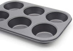 Muffin Pan 6 Cup Cupcake Baking Pan No Stick Carbon Steel Easy Clean