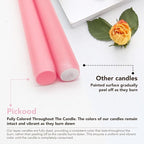 New Burning Formula Unscented Dripless 10-Inch Taper Candles Set of 12 - Pink, for Wedding, Dinner - Smokeless, Long Burning - Hand Poured, Colored Tall Candlesticks - Rosa