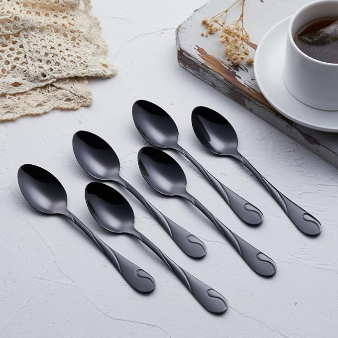 Black Silverware Set for 8, 40-Piece Stainless Steel Flatware Set, Shiny Black Metal Cutlery Set, Include Fork, Knife and Spoon Set, Dishwasher Safe