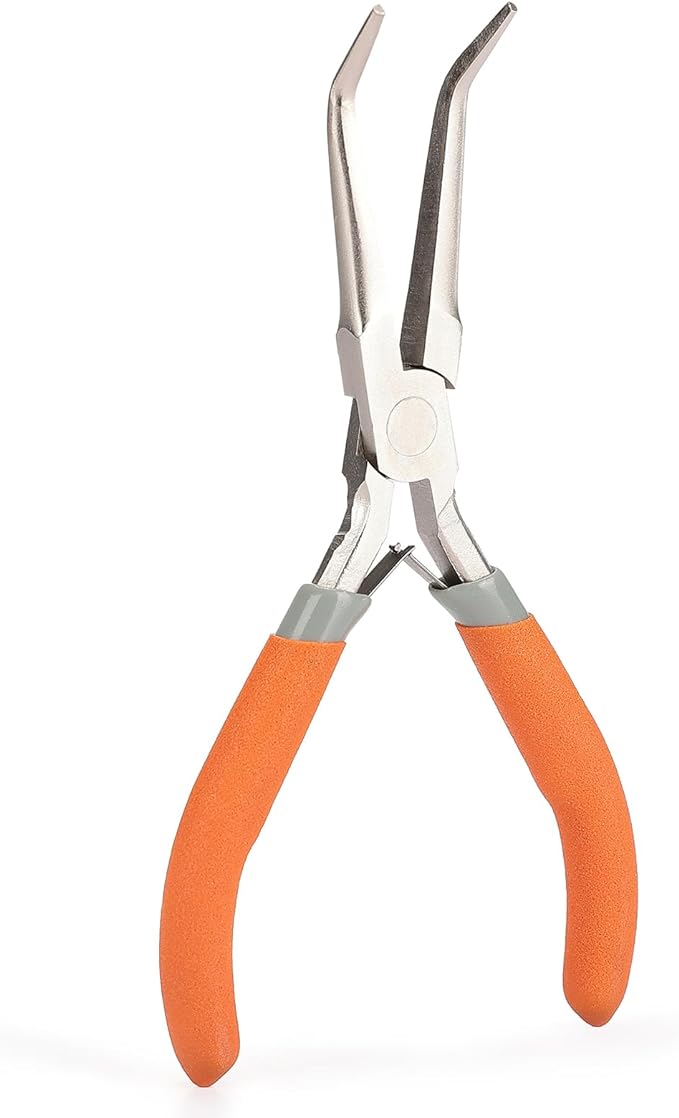 SIDAZON Fish Bone Pliers/Tweezers 6 Inches Bent nose pliers Curved Stainless Steel With Non-Slip Grip