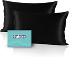 Mulberry Silk Pillow Cases Set of 2, Both Sides Real Silk Pillowcase for Hair and Skin Prevent Acne Pillowcase Organic Silk Pillowcase 2 Pack with Hidden Zipper, Black, Standard (20"×26")