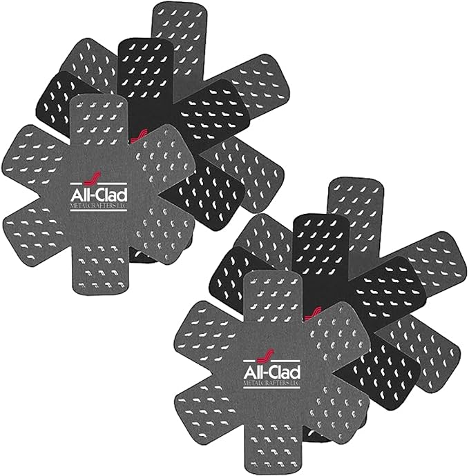 All-Clad Premium Cookware Protectors: Pot and Pan Protectors for Kitchen Organization - Perfect for Cast Iron, Steel, or Glass, 6-Piece, Black/Gray
