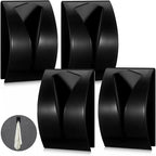 Boao 4 Pcs Self Adhesive Towel Hook Holder Grabber Stainless Steel Kitchen Dish Towel Hook Wall Mount Non Drilling Hangers Rack Hand Tea Holders for Bathroom Accesories Kitchen Gadgets (Black)