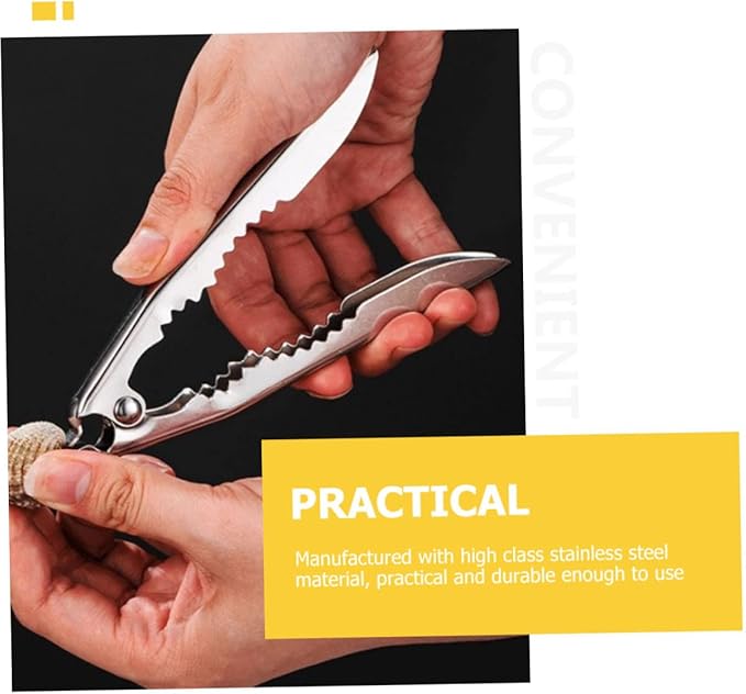 Blood Clam Opener Tool 5.11In Ergonomic Stainless Steel Clam Shucker with Anti-Slip Grip and Spring for Easy Shellfish Opening Daily Kitchen Gadget