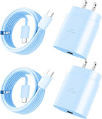 Super Fast Charger Type C, 25W USB C Wall Charger Fast Charging for Samsung Galaxy S25 Ultra/S25/S25+/S24+/S24 Ultra/S24/S24+/S23 Ultra/S22 Ultra/S21 Ultra with 6.6FT Long Type C Charger Cable 2Pack