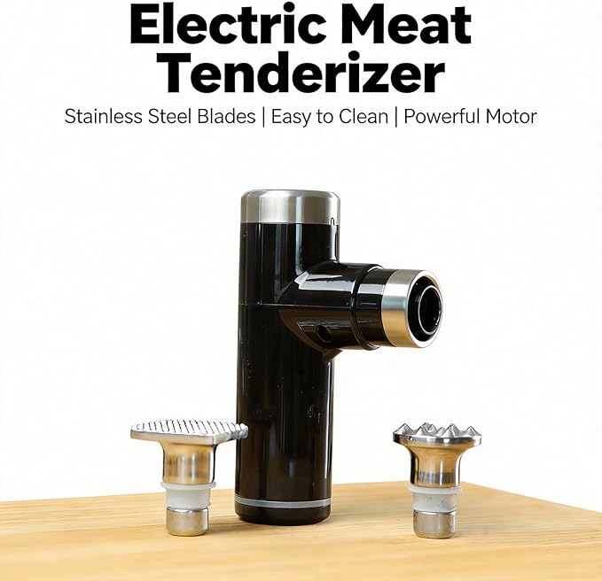 Electric Meat Tenderizer Tool,Cordless Meat Tenderizer Machine with 2 Stainless Steel Meat Mallet,Kitchen Essentials For Tenderizing Steak/Beef/Chicken Chops (brown) (N-09) (S10)