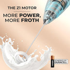 Zulay Kitchen Milk Frother Handheld Electric Whisk with AA Duracell Batteries – Durable Drink Mixer for Coffee, Lattes, Cappuccinos & More - Gray