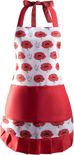 Vintage Floral Apron for Women with Functional Pockets Adjustable Neck Strap for Cooking Baking Mother's Gift