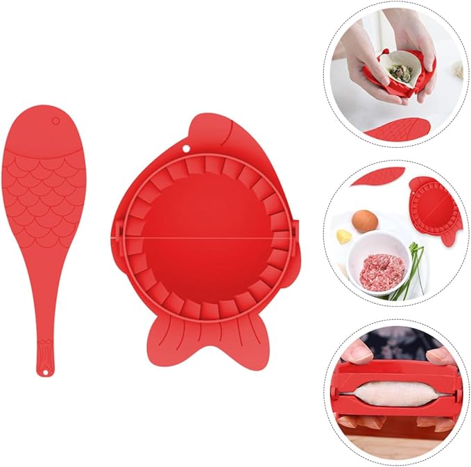 Mikinona Dumplings Maker Molds Set 4pcs Red Dumpling Wrappers Kitchen Gadget Dough Press Tool and Cooking