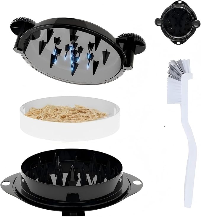 Chicken Shredder Tool Twist Pro - Large Meat Shredder for Chicken Breast, Pulled Pork, Beef with Upgraded Stainless Steel Spikes Wall Mounted Design BPA-Free Kitchen Essentials Gadgets (Black/Black)