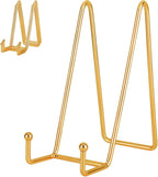 IBosins 5 Pack 8 Inch Plate Holder Display Stands, Large Metal Gold Frame Stand for Picture, Book, Photo Easel, Creation, Collectibles