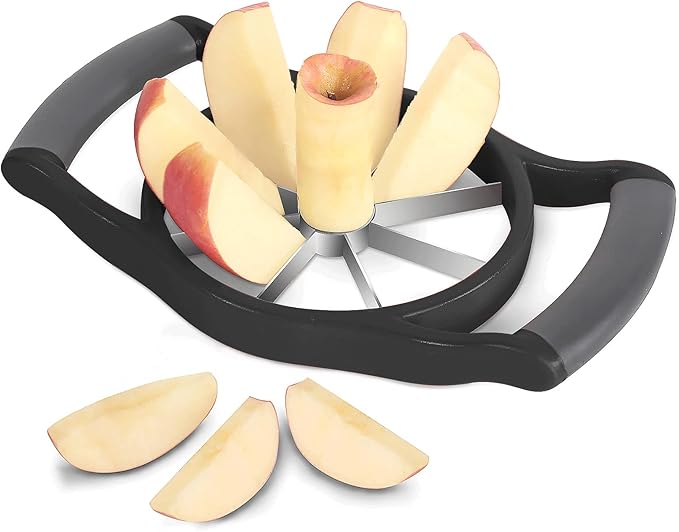 Newness 5.12 Inch Extra Large Apple Slicer, 8-Blade, Stainless Steel, Black