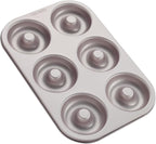 CHEFMADE Donut Mold Cake Pan, 6-Cavity Non-Stick Ring Doughnut Bakeware for Oven Baking (Champagne Gold)