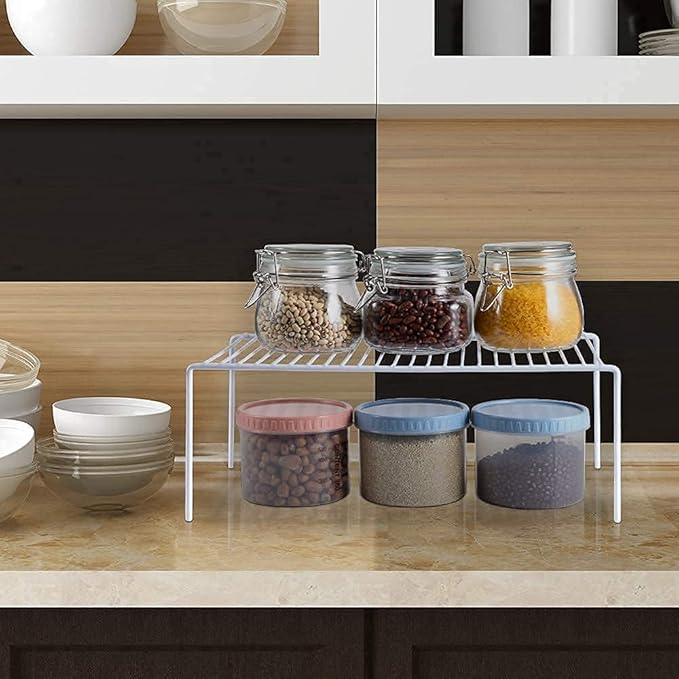 Redrubbit Large (15.7 x 9.4 Inch) Cabinet Storage Shelf Rack, Set of 6, Rustproof, Minimalist, White, Metal Steel, 6 Shelves, Kitchen, Bathroom, Bedroom, Freestanding, No Assembly Required