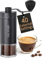 CIRCLE JOY Mini Manual Coffee Grinder with 40 External Adjustable Settings and Ceramic Conical Burr, Portable Stainless Steel Hand Coffee Grinder for Home and Travel