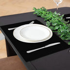 Cloth Placemats Set of 8, Linen Type Fabric Placemats Machine Washable Heat Resistant Placemats Wrinkle Free Thick Polyester Kitchen Place Mats for Dining Table (Black)