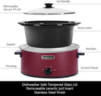 HOMECOOKIN 8 Quart Slow Cooker Oval Manual Pot Food Warmer with 3 Cooking Settings, Red Stainless Steel