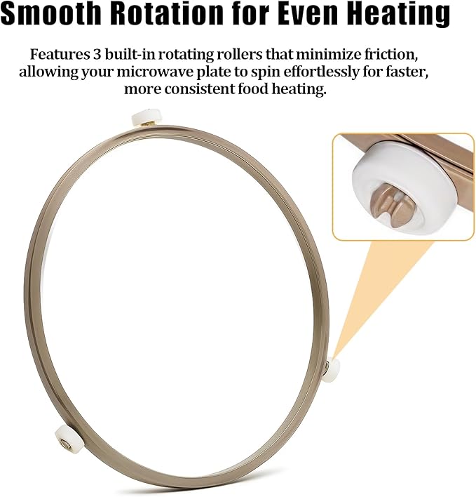 Microwave Turntable Ring Replacement 8.7-Inch Microwave Oven Spinner Replacement Parts with 3 Smooth Rollers Universal Fit for Most Microwaves