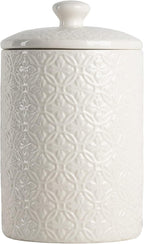 10 Strawberry Street Embossed Ceramic Kitchen Canister Set, Set of 3, Hampton White