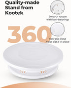 Kootek Cake Decorating Kit Baking Supplies Set Cake Turntable with 2 Frosting Straight Angled Spatula 3 Icing Smoother Scrapers Baking Accessories Tools for Beginners and Pros, Mother's Day, White