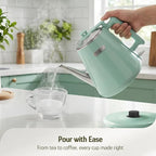 Hazel Quinn Electric Kettle - 1L/34oz Small Tea Kettle, 800W Fast Boil, All 304 Stainless Steel Interior, Double Wall for Cool Touch and Thermal, Auto Shut-Off, BPA-Free, Cordless - Mint Green