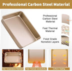 AMAGABELI GARDEN & HOME Nonstick Deep Baking Pans for Oven Tray Cake Carbon Steel Pan Baking Sheets Set of 3 Rectangle Bakeware Set for Cake Lasagna Brownie Casserole Cookie Cooking (9''/10''/13'')