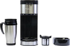 Kenmore Single Serve Coffee Maker – 6–12 Oz Brew Sizes, Compatible with Keurig K‑Cup Pods & Ground Coffee, One Cup Brewer, Travel Mug Friendly, Auto Shut‑Off, Hot & Iced Machine à café, Black