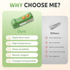 2-in-1 Mini Bag Sealer and Cutter, Rechargeable Handheld Food Storage Sealer with Magnet, Portable Crocodile Design for Chips and Snacks, Kitchen Storage Solution (Green)